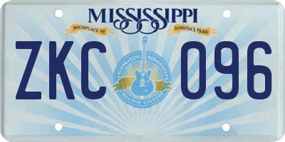 MS license plate ZKC096