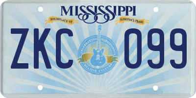 MS license plate ZKC099