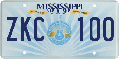 MS license plate ZKC100