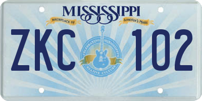 MS license plate ZKC102