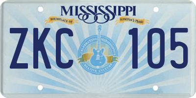 MS license plate ZKC105