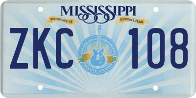 MS license plate ZKC108