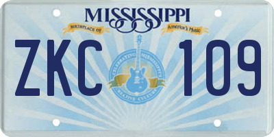 MS license plate ZKC109