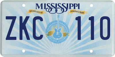 MS license plate ZKC110