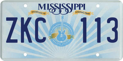 MS license plate ZKC113