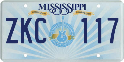 MS license plate ZKC117