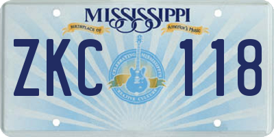 MS license plate ZKC118