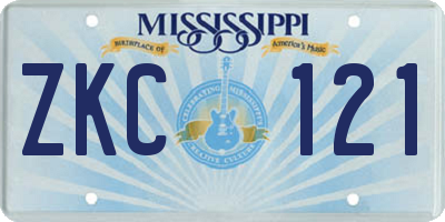 MS license plate ZKC121