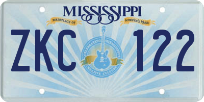 MS license plate ZKC122