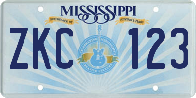 MS license plate ZKC123