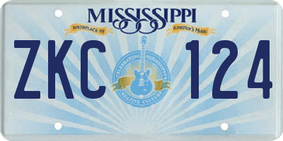 MS license plate ZKC124