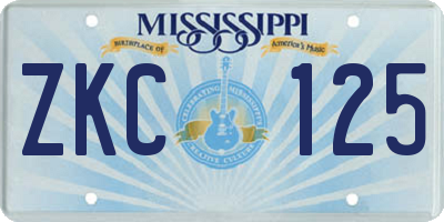 MS license plate ZKC125