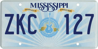 MS license plate ZKC127