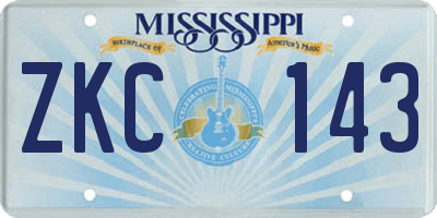 MS license plate ZKC143