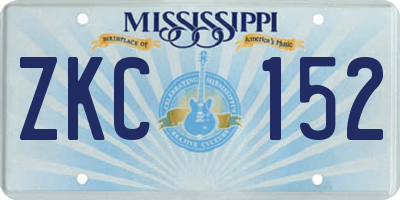 MS license plate ZKC152