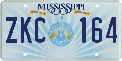 MS license plate ZKC164