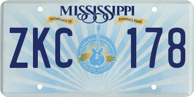 MS license plate ZKC178