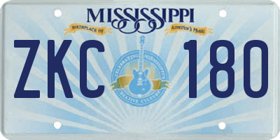 MS license plate ZKC180