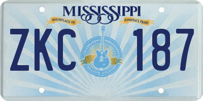 MS license plate ZKC187