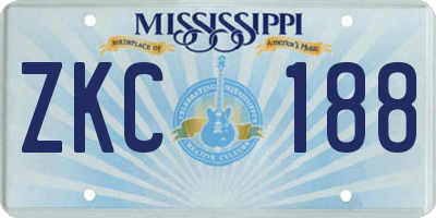 MS license plate ZKC188