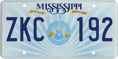 MS license plate ZKC192