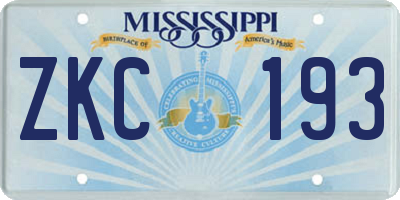 MS license plate ZKC193