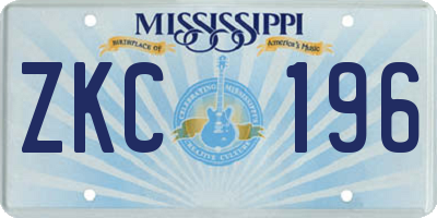 MS license plate ZKC196