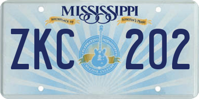 MS license plate ZKC202
