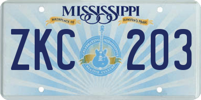 MS license plate ZKC203