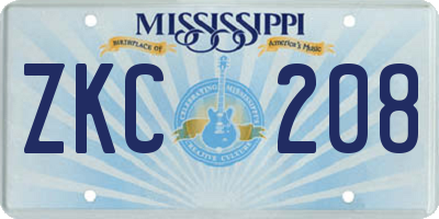 MS license plate ZKC208