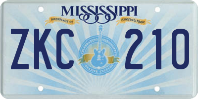 MS license plate ZKC210