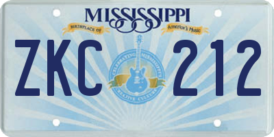 MS license plate ZKC212