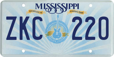 MS license plate ZKC220