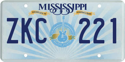 MS license plate ZKC221