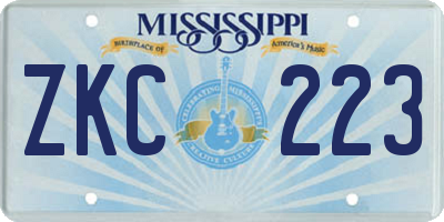 MS license plate ZKC223
