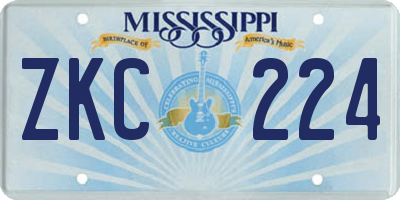 MS license plate ZKC224