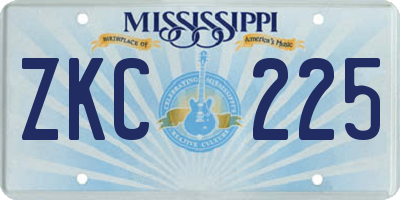 MS license plate ZKC225