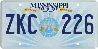MS license plate ZKC226