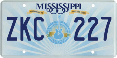 MS license plate ZKC227