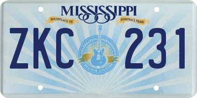 MS license plate ZKC231