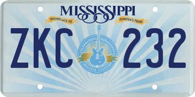 MS license plate ZKC232