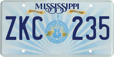 MS license plate ZKC235