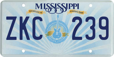 MS license plate ZKC239