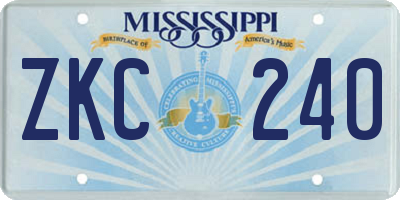 MS license plate ZKC240