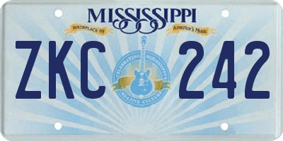 MS license plate ZKC242
