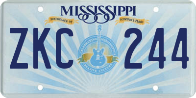 MS license plate ZKC244