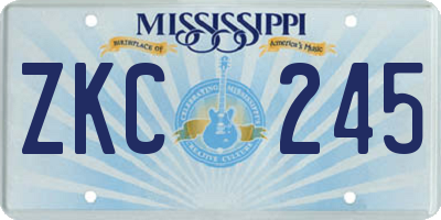 MS license plate ZKC245