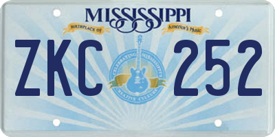MS license plate ZKC252