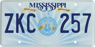 MS license plate ZKC257