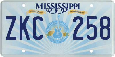 MS license plate ZKC258